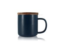 Tisanière En Grès Bleu 300 Ml Avec Couvercle En Bois Acacia Ogo Living