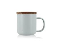 OGO LIVING - Tisanière Juliet Perle 300ml - Idéale pour le thé et la tisane - Mug à thé en grès et couvercle en bois d'acacia