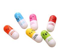 Ogquaton Stylo à bille rétractable, 6Pcs Mignon Sourire Visage Pilule À Bille Stylo Télescopique Pill Capsule Stylo pour Enfants Durable et Pratique