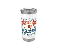 Oh My Stars USA Patriotic Stars and Stripes Cute Americana Gobelet isotherme en acier inoxydable double paroi