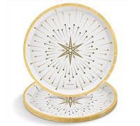 OH YEAH - 6 Unités - Assiettes jetables en carton Nouvel An Happy New Year - Ø 23 cm - Assiettes, verres, serviettes - Décoration de table de Fin d'Année - Design étoiles brillantes - Fête de Noël