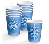 OH YEAH - Lot de 10 gobelets jetables en carton pour fête Princesse Glace - 270 cc - Assiettes, gobelets, serviettes et nappe - Décoration d'anniversaire d'enfant - Flocon de neige - Célébrations et