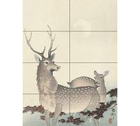 Ohara Koson Two Deer Japanese Painting XL Giant Panel Poster (8 Sections) Cerf Japonais La peinture Affiche