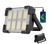 OHAYORI Projecteur LED Rechargeable, Projecteur de Chantier Portable avec Solaire & Batterie 6000mAh, 4 Modes Lampe Chantier Pour Camping, Garage, Urgence, Atelier