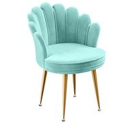 ohfruit Chaise d'appoint en velours avec pieds en métal doré, dossier en forme de coquille, siège d'invité rembourré pour salon, chambre à coucher, bureau (bleu)