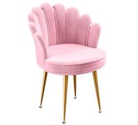 ohfruit Chaise d'appoint en velours avec pieds en métal doré, dossier en forme de coquille, siège d'invité rembourré pour salon, chambre à coucher, bureau (rose)