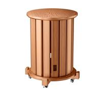 ohfruit Lot de 4 tabourets empilables en bois sur roulettes, chaises gigognes pour cuisine, salon, bar, pas de montage nécessaire, tabouret rond avec roulettes (2 tailles) couleur bois