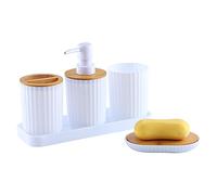 ohfruit Lot de 5 porte-brosses à dents - Distributeur de lotion - Porte-gobelet - Porte-savon - Réutilisables et incassables - Accessoires de salle de bain - Blanc