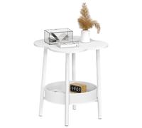 ohfruit Petite table basse à 2 étages en forme de fleur, support rond moderne pour salon, meuble d'affichage minimaliste pour petit espace, blanc