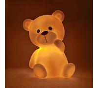 ohfruit Veilleuse LED en forme d'ours de dessin animé, jouet de sommeil pour bébé, enfants pour le Nouvel An, lampe de bureau créative en forme d'animal jaune