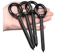 OHIYO Piton à Visser, Boulon à Oeil Galvanisé M10 x 100mm 4 Pièces（noir） | Crochets à œillets Robustes Crochet vis Piton Inox Charge Lourde Avec pas de vis pour Hamacs, Stores, Chaises Suspendues