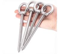 OHIYO Piton à Visser, Boulon à Oeil Galvanisé M10 x 120mm 4 Pièces（Argenté） | Crochets à œillets Robustes Crochet vis Piton Inox Charge Lourde Avec pas de vis pour Hamacs, Stores, Chaises Suspendues