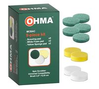 OHMA Kit 9 pièces Eponges et Tampons Universel : Compatibles Toutes Types de Petites brosses à Main de Nettoyage Electrique en 2,5 Pouces / 6,35 cm équipées d'une tête avec système Auto-agrippant