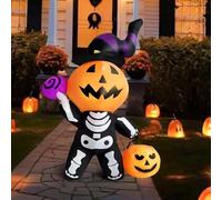 OHMG 180 cm - Décoration gonflable d'Halloween avec lumières LED - Citrouille araignée - Crâne fantôme gonflable - Pour l'extérieur, Halloween, jardin, pelouse, fête