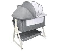 OHMG 3 en 1 Berceau Cododo,Lit Cododo Bebe Pliable,0-36 Mois,20 kg Max,Réglable Inclinaisons et 4 Hauteurs,Système Coulissant,Matelas Confort,Grand Panier (95 * 50 * 98-110cm(Gris Lin))