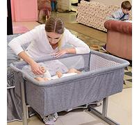 OHMG 3 in 1 Berceau Cododo avec Matelas et Moustiquaire Lit pour Les Bébés de 1 à 36 Mois Pliable Berceau bébé Mobile Lit d'Appoint,Lit cododo,Inclinaison réglables (96 * 57 * 77cm（Gris）)