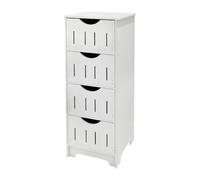 OHMG Armoire de salle de bain moderne - Armoire haute avec 4 tiroirs - Pour salle de bain, salon, salle à manger, cuisine - Blanc - 30 x 30 x 82 cm
