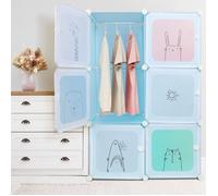 OHMG Armoire Meuble de Rangement 6 Cubes Pour Enfants Bleu