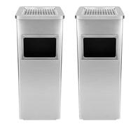 OHMG Bacs à déchets,Poubelle en acier inoxydable 35 L,Poubelle avec Cendrier pour Extérieur,Cendrier sur Pied en Acier Inox avec Poubelle,Poubelle Cendrier pour Hôtel Jardin Extérieur Supermarché
