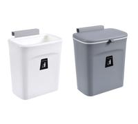 OHMG Bacs à Ordures de Cuisine,Poubelle de Cuisine avec Couvercle Coulissant,Poubelle Murale Cuisine,Poubelle Suspendue Cuisine avec Couvercle,12L,29.5 * 16 * 26cm (Blanco+Gris)