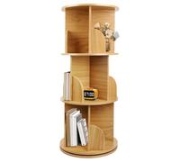 OHMG Bibliothèque Tournante 5 Niveaux, Étagère Livre Ronde avec 12 Compartiments pour Salon, Bureau et Chambre d'enfant, Organisateur Moderne en Bois d'Ingénierie (Bois-40 * 40 * 97cm)