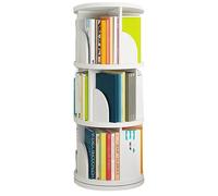 OHMG Bibliothèque Tournante 5 Niveaux, Étagère Livre Ronde avec 12 Compartiments pour Salon, Bureau et Chambre d'enfant, Organisateur Moderne en Bois d'Ingénierie (Blanc-40 * 40 * 97cm)