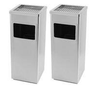OHMG Cendrier Extérieur 35L, Poubelle en Acier Inoxydable, Bacs à Ordures de Cuisine, Cendrier sur Pied Extérieur avec Seau Intérieur Disponible pour Hôtel (24 * 24 * 60cm（Argent-2p）)