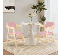 OHMG Chaise de Salle à Manger avec Dossier et Accoudoir,Chaise de Cuisine Moderne Fauteuil,Chaise Haute en Bois,Chaise de Relax Chaise de Salon,auteurs Réglables,Fauteuil Enfant Basile (2, Rose)