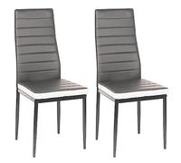 OHMG Chaises pour Salle a Manger Lot de 2/4/6,Dining Chairs Moderne,Chaises Salle à Manger avec Dossier Haut,Faux Leather,Metal Legs,Siege Rembourre Epais (Gris+Blanc-2)