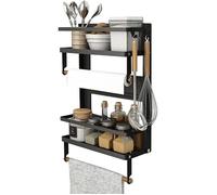 OHMG ETAGERE MURALE - Rack de rangement Organisateur de cuisine mural Noir - 40x30 cm