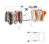 OHMG Étendoir Linge Intérieur Extérieur,Séchoir à Linge Pliable à 2Niveaux,2/4 Ailes Réglables en Hauteur,pour Chaussettes,Draps,Vêtements,Acier Inoxydable Tancarville XXL (138 * 60 * 98.5cm)