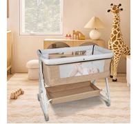 OHMG-Lit Bébé Berceau Cododo Avec Matelas-Table D'allaitement--Support De Stockage-Shaker 2 En 1-Support Réglable-Gris Lin
