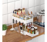 OHMG Organiseur à 2 Niveaux avec paniers coulissants,Étagère sous Évier,Étages Rangement sous Évier Cuisine,Armoire de Cuisine Organisateur d'armoire pour Salle de Bain (40 * 22 * 30.6cm)