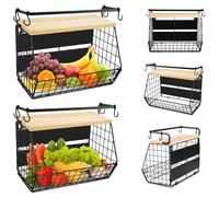 OHMG Panier à Fruit en Bambou,3 Étagespanier de Fruits,Corbeille à Fruits à 3 Étages,Support pour Le Rangement Des Légumes,Panier Legumes Rangement (Noir(2P), 35*17*29.5cm（2P）)