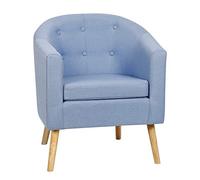 OHMG Petit Fauteuil Scandinave Crapaud,Fauteuil Crapaud en Tissu de Lin,Fauteuil de Salon avec Accoudoirs et Dossier, Petit Canapé Rembourrée Épaisse 1 Personne