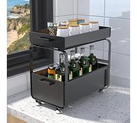 OHMG Rangement sous Evier 2 Niveaux Organisateur de Cuisine en Métal étagère à épices Organiseur Coulissant,Rangement epices,Organisateur sous evier Cuisine,Salle de Bain,Bureau