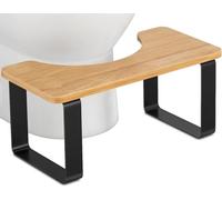 OHMG Tabouret de Toilette en Bambou+Fer,marches de Toilette en Bois physiologique, Toilette à la Turque Tabouret de Toilette Original de Salle de Bain, marches de WC,antidérapant