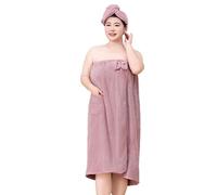 OhMill Lot 2 Serviette de Bain Grande Taille et Serviette de Cheveux Paréo de Bain Velours Corail pour Femme Peignoir de Sauna Réglable Respirant Absorbant pour Hôtel Voyage Piscine Spa