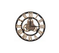 OHP Horloge murale industrielle fait main 3D vitesse rétro décoratif suspendu Art en bois E