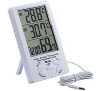 OHP Thermomètre numérique intérieur à affichage à cristaux liquides en plastique blanc blanc TA298 avec horloge hygromètre Blanc G