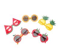 OHPHCALL 5 Pièces Lunettes de Soleil Fruitées Ananas pour Fête Estivale, Monture Flexible en PC Filtre Solaire Puissant, pour Voyage et Photobooth