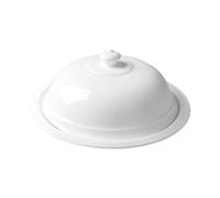 OHPHCALL Assiette à Steak avec Couvercle en Céramique Blanche Style Français 26 Cm Plat de Service Polyvalent pour Repas et Conservation des Aliments Assiette Cuisine Occidentale
