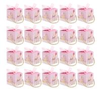 OHPHCALL Boîte à Fête Bébé en Carton Épais Ruban Rose, Coffret Présent 20pcs pour Emballage de Bonbons, Décoration pour Shower et Anniversaire