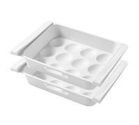 OHPHCALL Boîte de Conservation des Œufs Économise de L'espace 2pcs pour Réfrigérateur en Pp Blanc Tiroir Coulissant et Évite L'humidité pour Fruits et Œufs