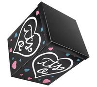 OHPHCALL Boîte Pliable en Papier Noir pour Rangement de Ballons, Décoration Gender Reveal pour Fête D'anniversaire D'garçon et Filles, Présent Garçon ou Fille, 1pc