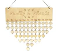 OHPHCALL Calendrier Suspendu en Bois Unique 1 Plaque, 1 Corde et 50 Accessoires D'arbre, pour Rappel Anniversaire Familial pour Décoration Maison