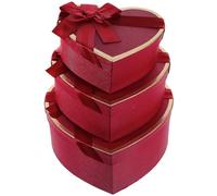 OHPHCALL Coffret Présent en Carton Rouge de Cœur 3 Pièces pour Emballage de Bonbons et Présents, pour Fête ou Nuptiale