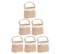 OHPHCALL Lot de 6 Pochons en Lin Marron Décoratifs pour Dragées Mariage et Fête, Paquet Élégants pour Bonbons, Légers et Pratiques