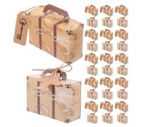OHPHCALL Mini Boîtes Valises et Ficelle en Toile de Jute Légères avec Étiquettes Lot de 60 en Papier Kraft Vintage pour Présents de Mariage et Décoration de Fête