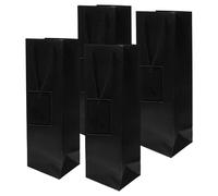 OHPHCALL Paquet à Bouteille de Vin Paquet Fourre-tout Élégant et Pratique 4pcs en Papier Noir avec Poignées pour Fêtes D'anniversaire et Occasions Spéciales